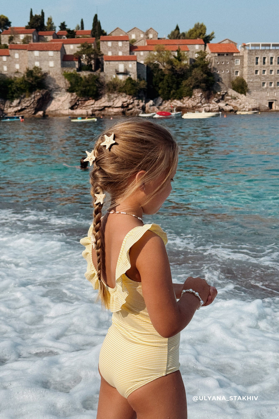 Emmeline Swimsuit - Camomile Stripe Childrens Swimwear from Jamie Kay NZ