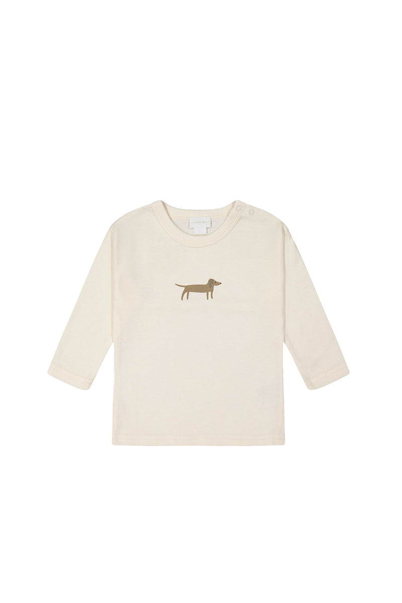 Pima Cotton Arnold Long Sleeve Top - Cloud - Basil Childrens Top from Jamie Kay NZ