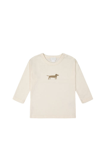 Pima Cotton Arnold Long Sleeve Top - Cloud - Basil Childrens Top from Jamie Kay NZ