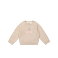 Audrey Jumper - Oatmeal Marle Cherry Love Childrens Jumper from Jamie Kay NZ