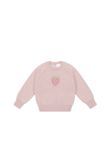 Audrey Knitted Jumper - Strawberry Childrens Jumper from Jamie Kay NZ