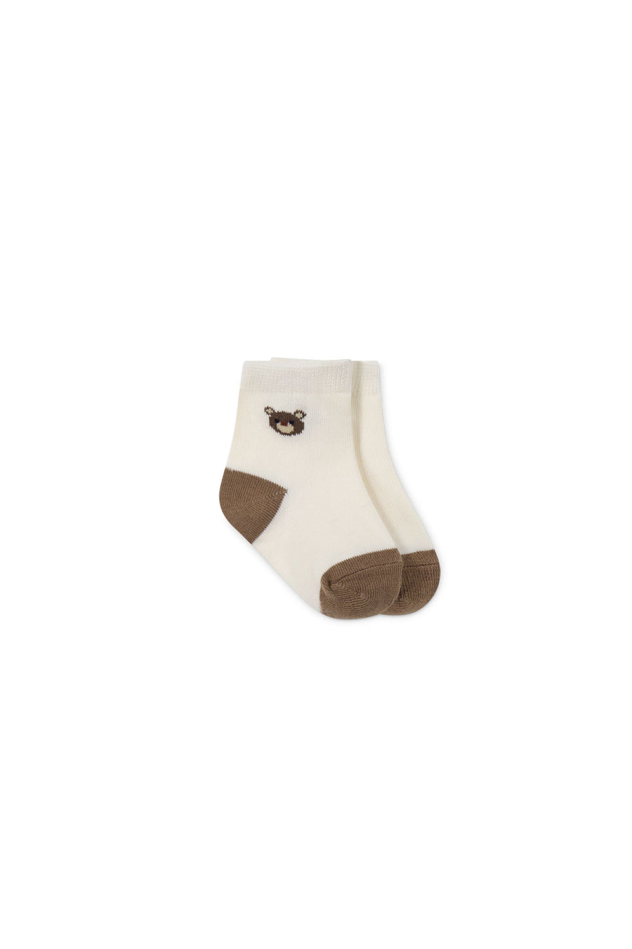 Bobbie Bear Crew Socks - Jacquard Bobbie Bear Cloud/Balm Childrens Sock from Jamie Kay NZ