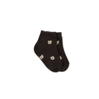 Bobbie Bear Sock - Jacquard Brownie Childrens Sock from Jamie Kay NZ