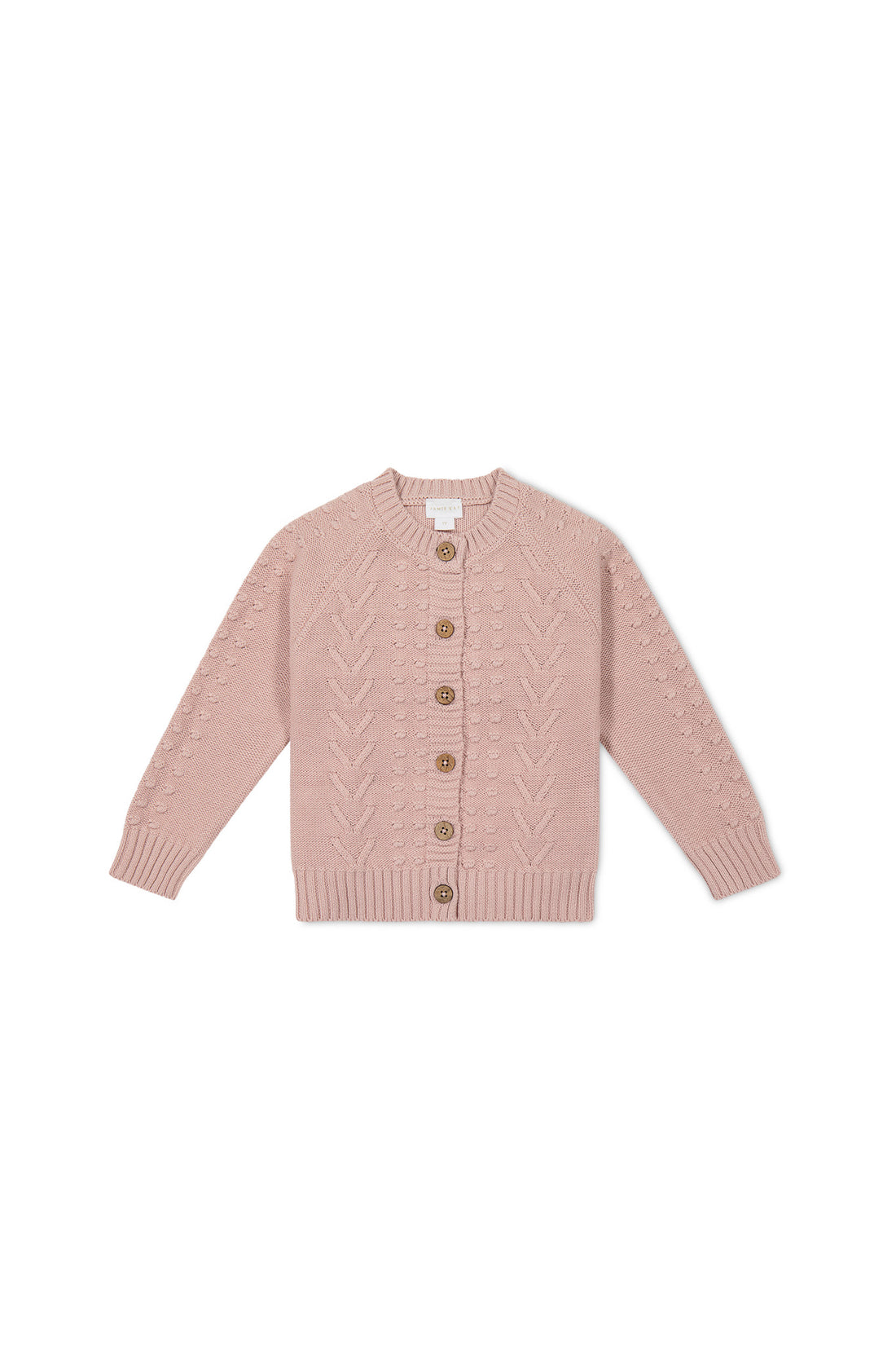 Cable Knit Cardigan - Shell Pink Childrens Cardigan from Jamie Kay NZ