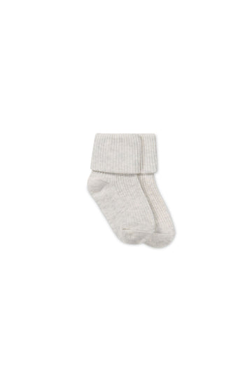 Classic Rib Sock - Oatmeal Marle Childrens Sock from Jamie Kay NZ