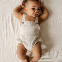 Organic Cotton Samy Playsuit - Billy Check Childrens Playsuit from Jamie Kay NZ