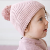 Pom Pom Hat - Powder Pink Childrens Hat from Jamie Kay NZ