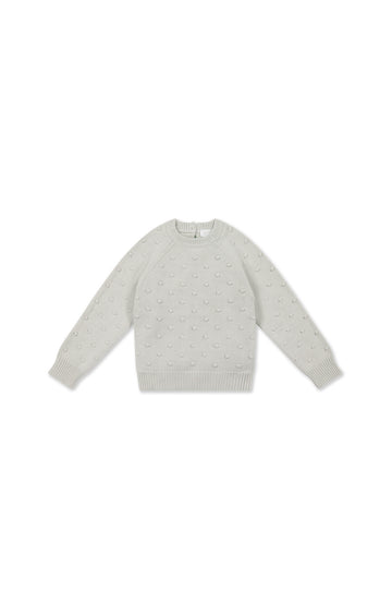 Dotty Knit Jumper - Dusty Blue Childrens Jumper from Jamie Kay NZ