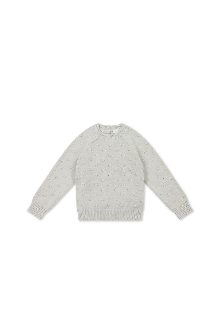 Dotty Knit Jumper - Dusty Blue Childrens Jumper from Jamie Kay NZ