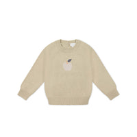 Ethan Jumper - Biscuit Jacquard Fresh Apple Childrens Jumper from Jamie Kay NZ