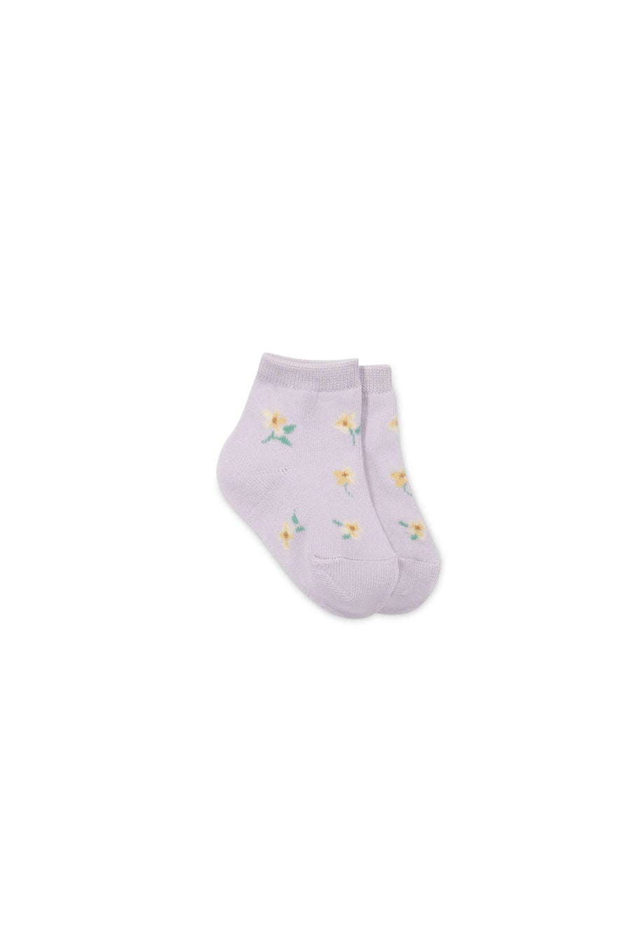 Harlow Sock - Simple Flowers Lilac Childrens Sock from Jamie Kay NZ