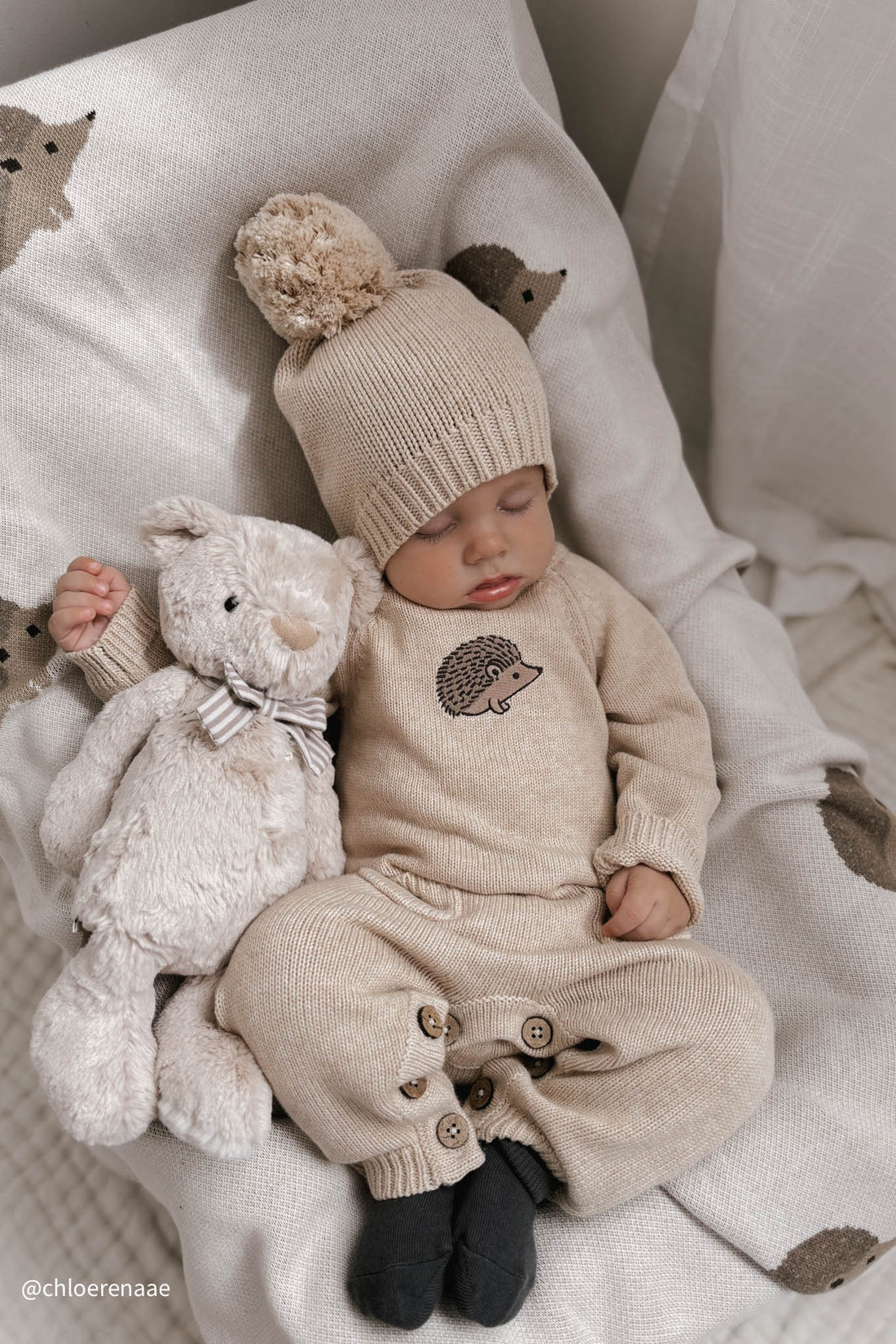 Theo Onepiece - Oatmeal Marle Hedgehog Childrens Onepiece from Jamie Kay NZ