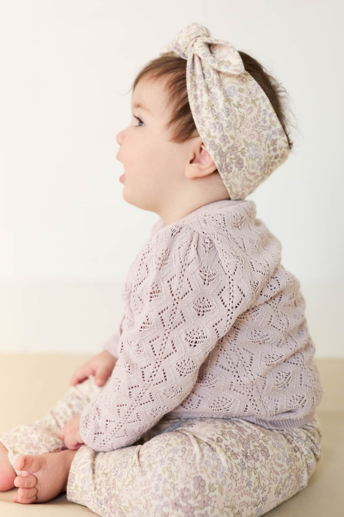 Organic Cotton Headband - April Floral Mauve Childrens Headband from Jamie Kay NZ