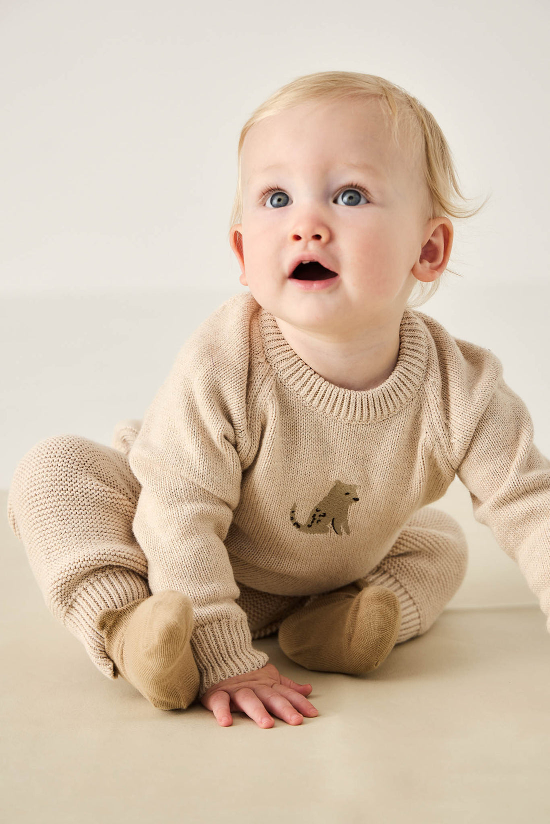 Ethan Jumper - Oatmeal Marle Leopard Childrens Jumper from Jamie Kay NZ
