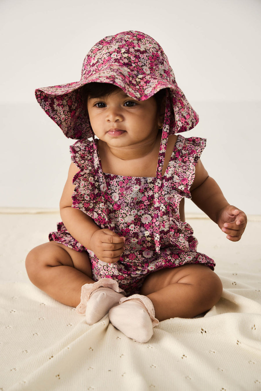 Organic Cotton Madeline Playsuit - Garden Print Childrens Playsuit from Jamie Kay NZ