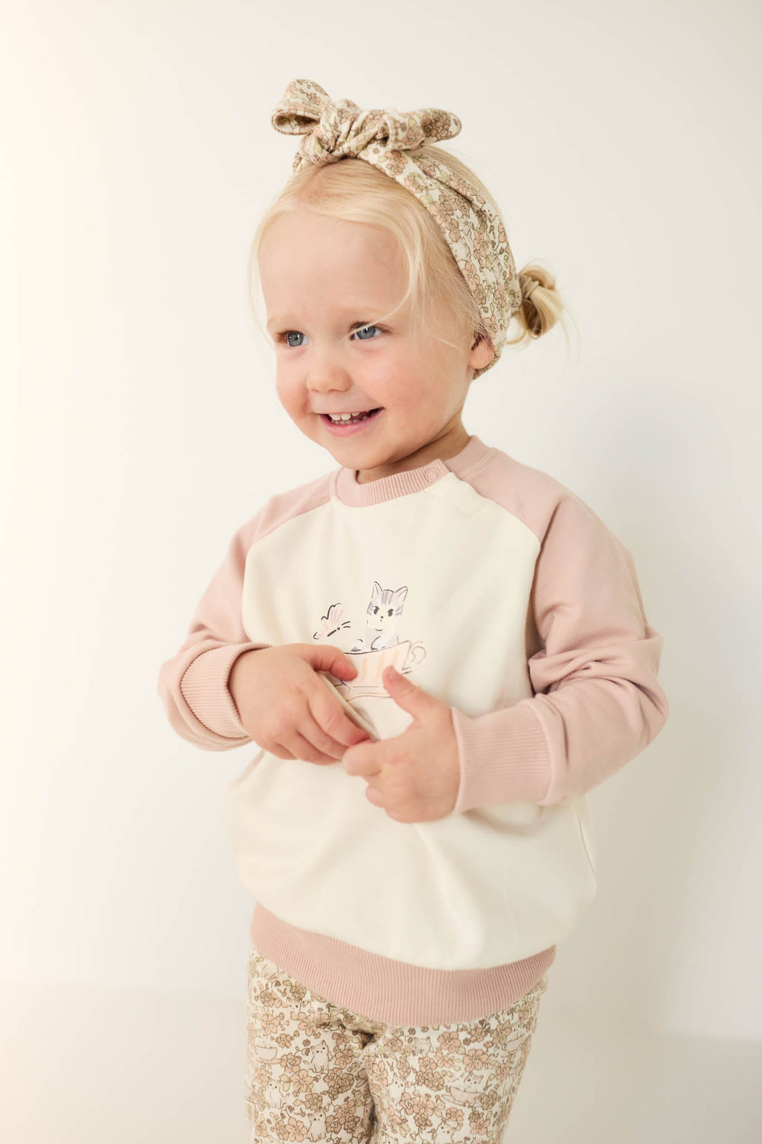 Organic Cotton Tao Sweatshirt - Moon's Garden Dusky Rose Childrens Sweatshirt from Jamie Kay NZ