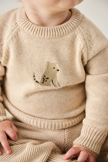 Ethan Jumper - Oatmeal Marle Leopard Childrens Jumper from Jamie Kay NZ