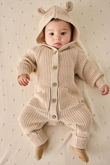 Bear Knit Onepiece - Oatmeal Marle Fleck Childrens Onepiece from Jamie Kay NZ
