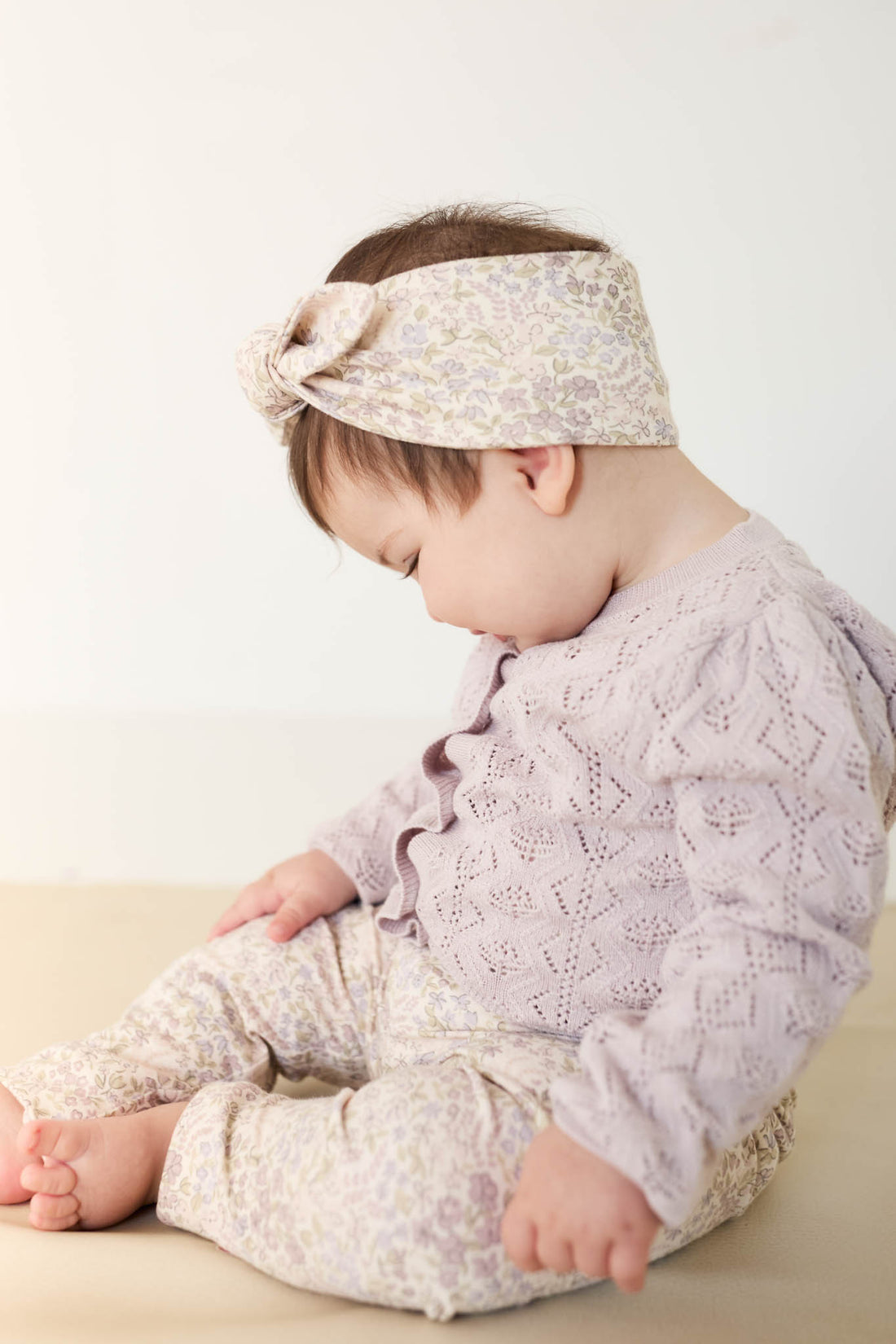 Organic Cotton Headband - April Floral Mauve Childrens Headband from Jamie Kay NZ