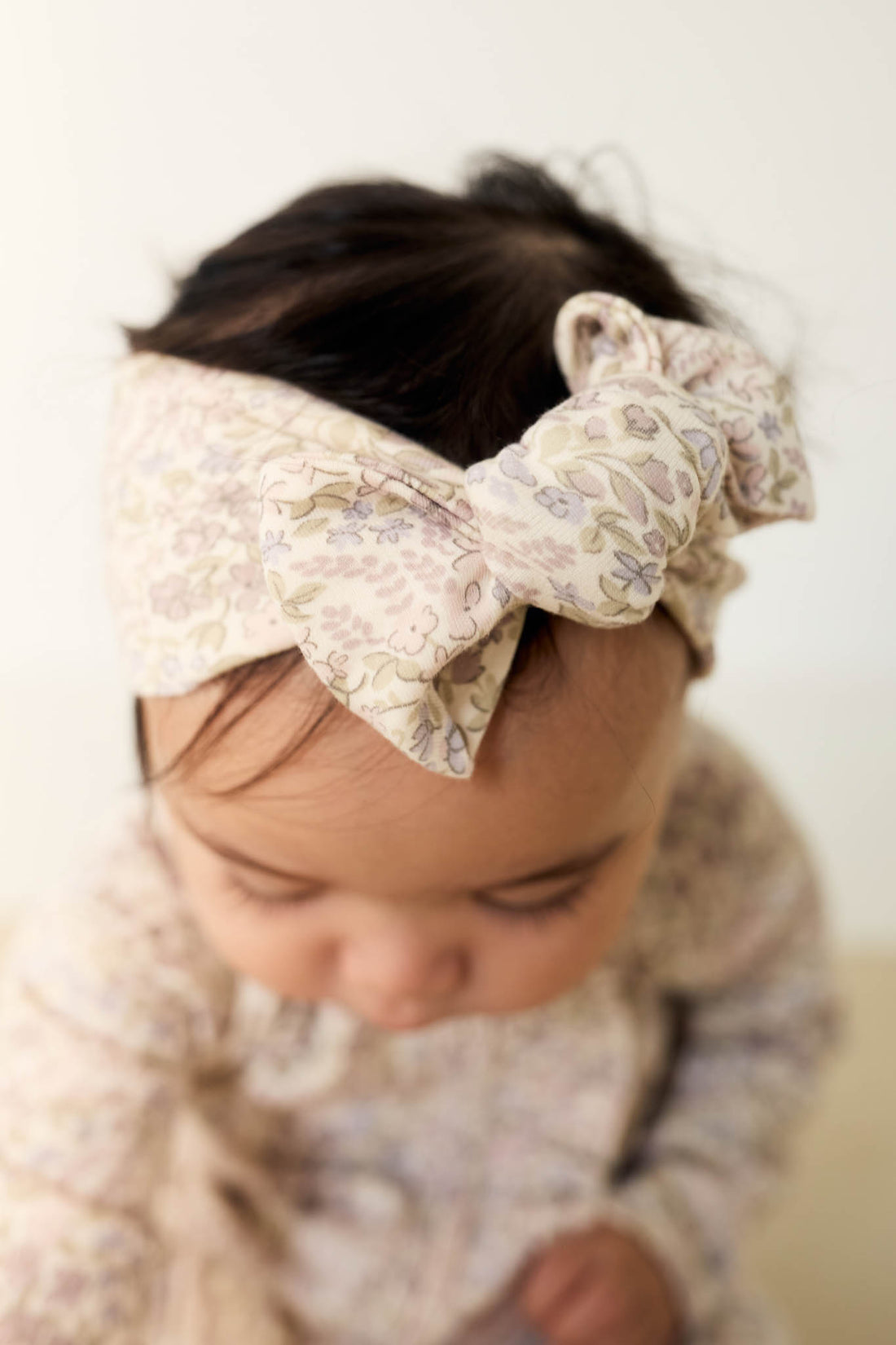 Organic Cotton Headband - April Floral Mauve Childrens Headband from Jamie Kay NZ