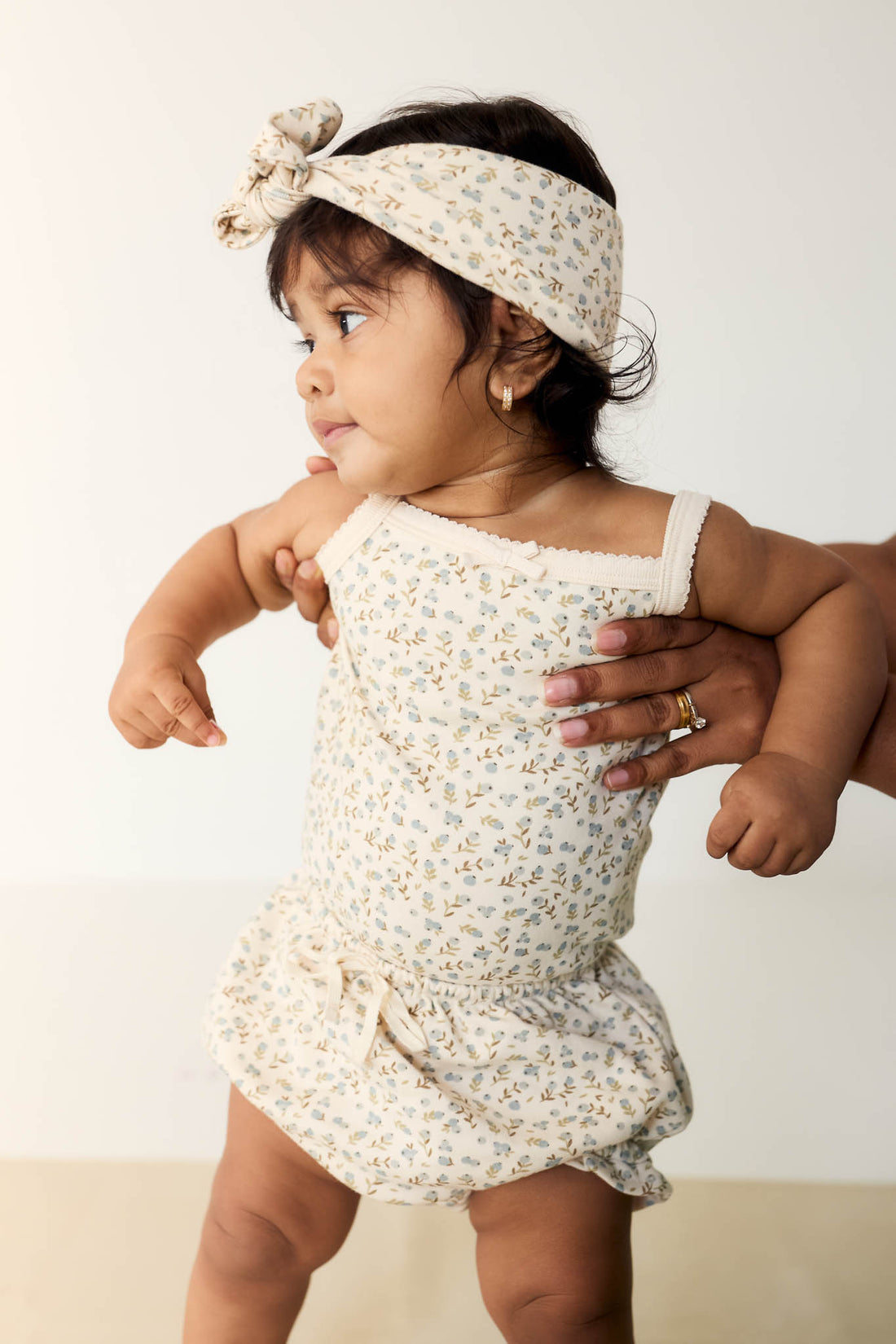 Organic Cotton Bridget Singlet Bodysuit - Blueberry Ditsy Childrens Bodysuit from Jamie Kay NZ