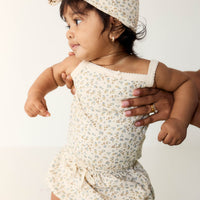 Organic Cotton Bridget Singlet Bodysuit - Blueberry Ditsy Childrens Bodysuit from Jamie Kay NZ