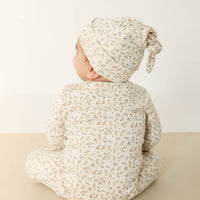 Organic Cotton Knot Beanie - Blueberry Ditsy Childrens Hat from Jamie Kay NZ