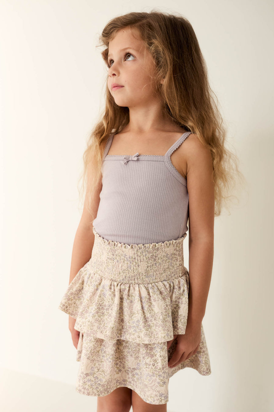 Organic Cotton Ruby Skirt - April Floral Mauve Childrens Skirt from Jamie Kay NZ