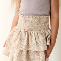 Organic Cotton Ruby Skirt - April Floral Mauve Childrens Skirt from Jamie Kay NZ