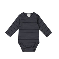 Pima Cotton Fernley Long Sleeve Bodysuit - Lava Smoke/Solar System Stripe Childrens Bodysuit from Jamie Kay NZ
