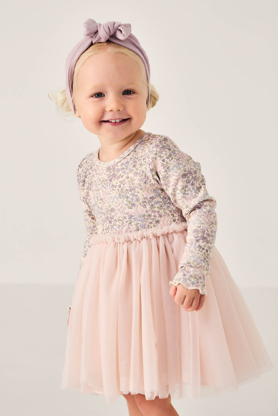 Anna Tulle Dress - April Floral Mauve Childrens Dress from Jamie Kay NZ