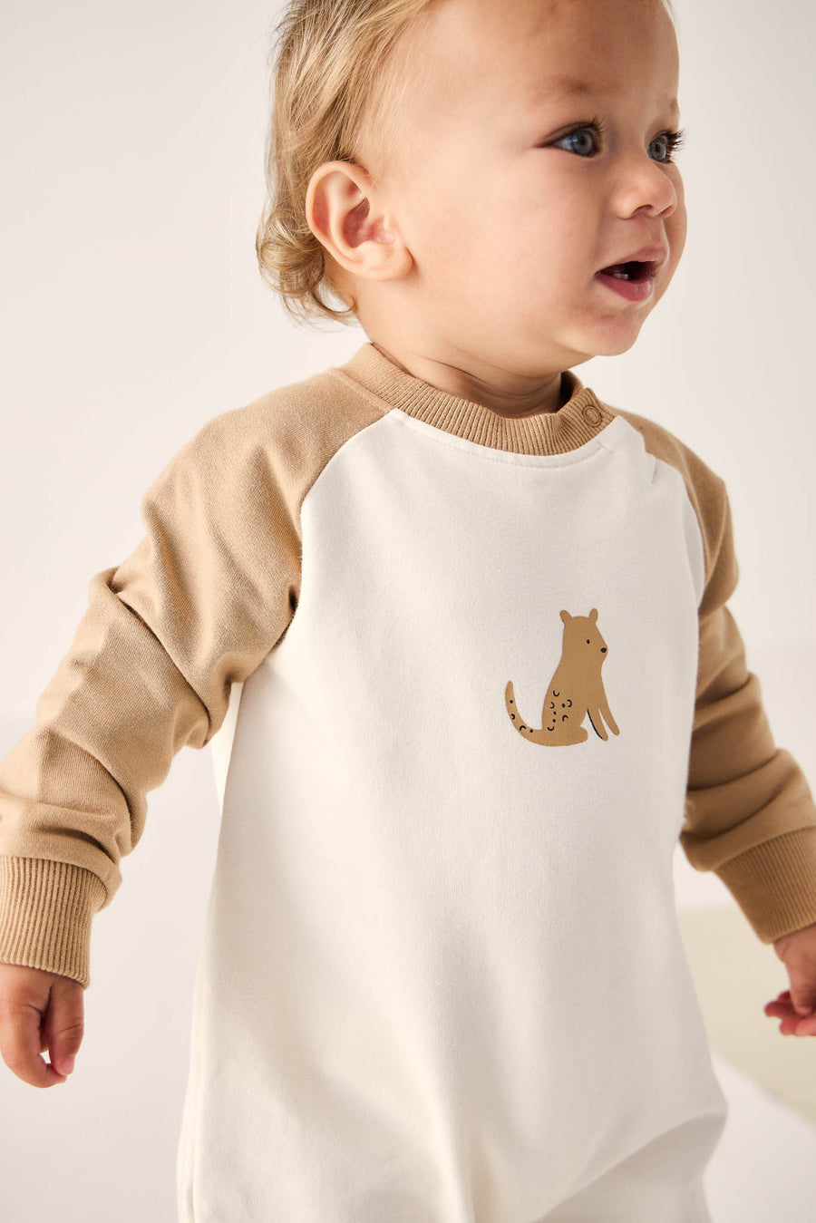 Organic Cotton Tao Sweatshirt Onepiece - Bronzed Leopard Childrens Onepiece from Jamie Kay NZ