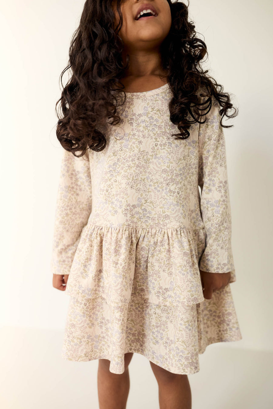 Organic Cotton Fayette Dress - April Floral Mauve Childrens Dress from Jamie Kay NZ