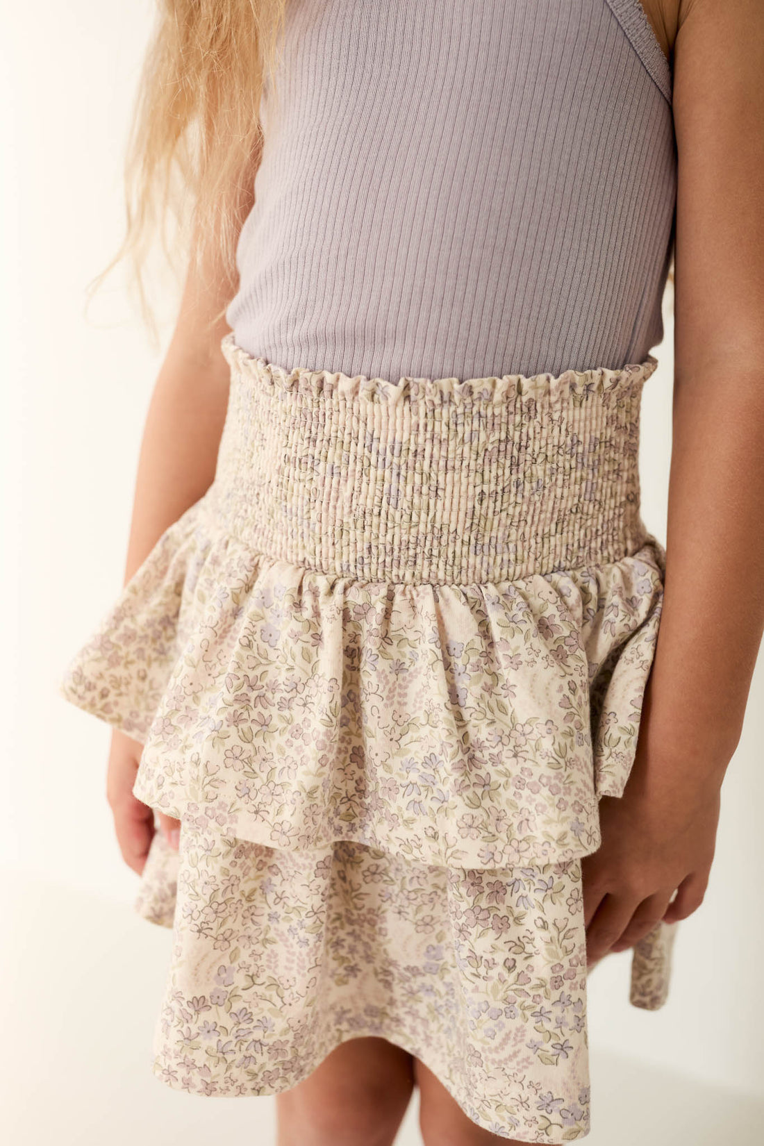 Organic Cotton Ruby Skirt - April Floral Mauve Childrens Skirt from Jamie Kay NZ