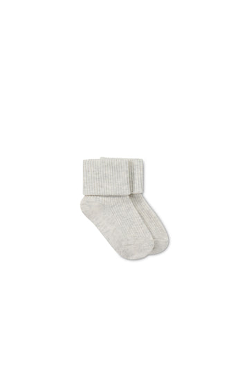 Classic Rib Sock - Light Oatmeal Marle Childrens Sock from Jamie Kay NZ