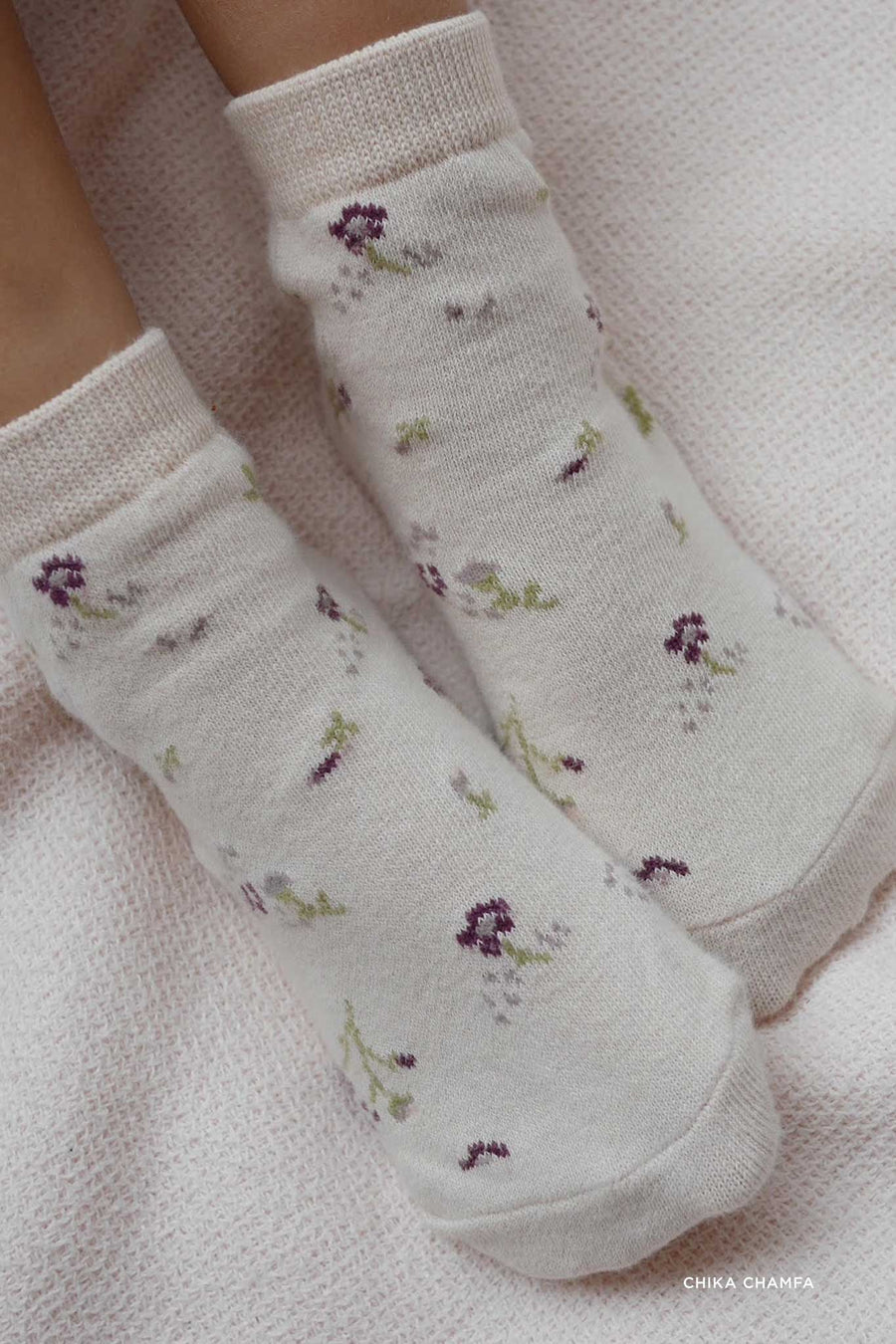 Jacquard Floral Sock - Lauren Floral Pink Tint