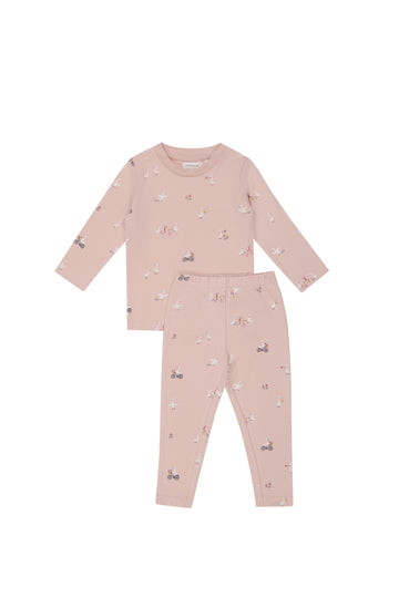 Organic Cotton Atlas Long Sleeve Set - Swans Picnic Childrens Pyjama from Jamie Kay NZ