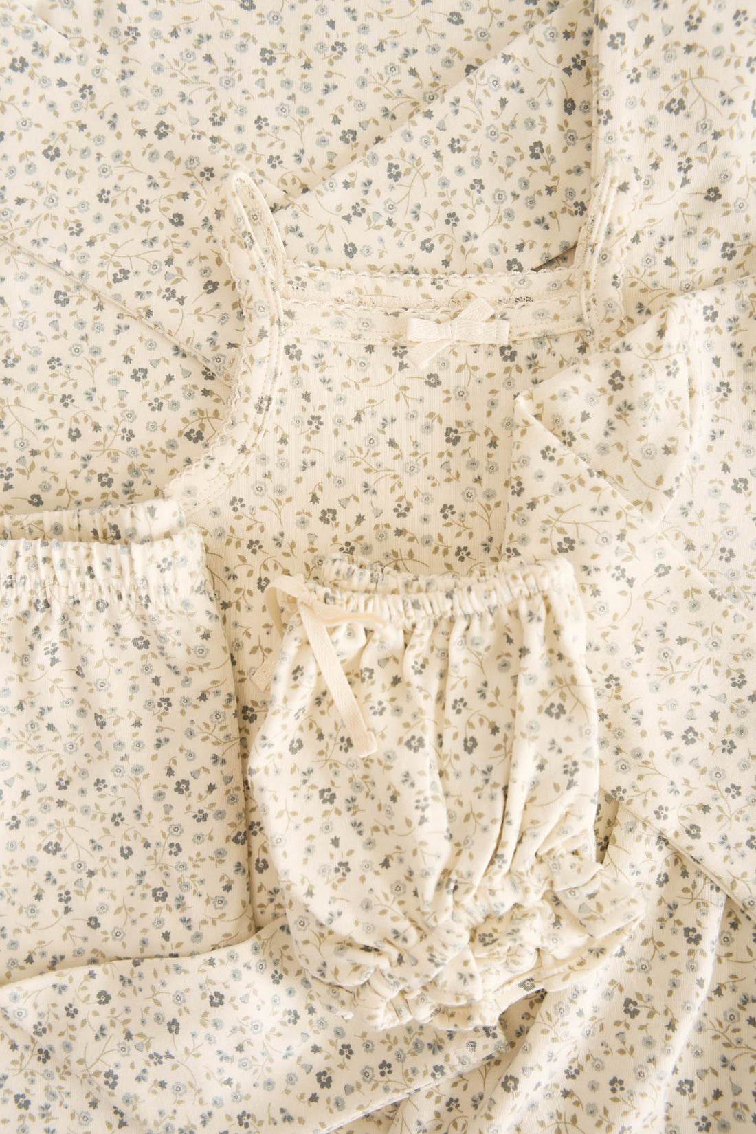 Organic Cotton Long Sleeve Bodysuit - Dainty Egret Blues Childrens Bodysuit from Jamie Kay NZ