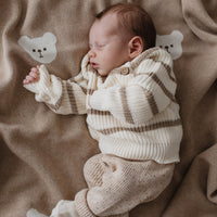 Bear Knitted Blanket - Cashew Marle Childrens Blanket from Jamie Kay NZ