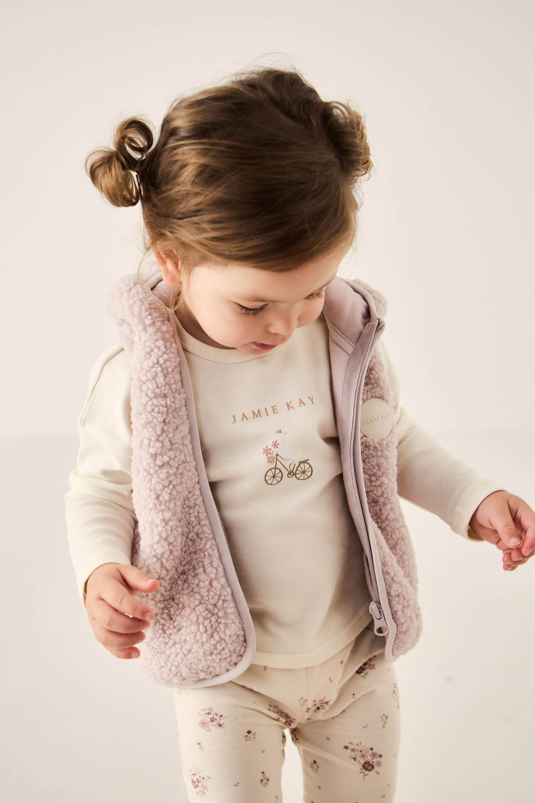 Pima Cotton Marley Long Sleeve Top - Gilly Parchment Childrens Top from Jamie Kay NZ