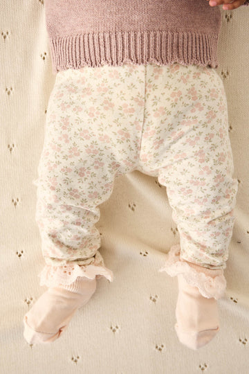 Organic Cotton Everyday Legging - Rosalie Floral Mauve Childrens Legging from Jamie Kay NZ