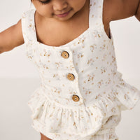 Organic Cotton Muslin Indie Top - Nina Watercolour Floral Childrens Top from Jamie Kay NZ