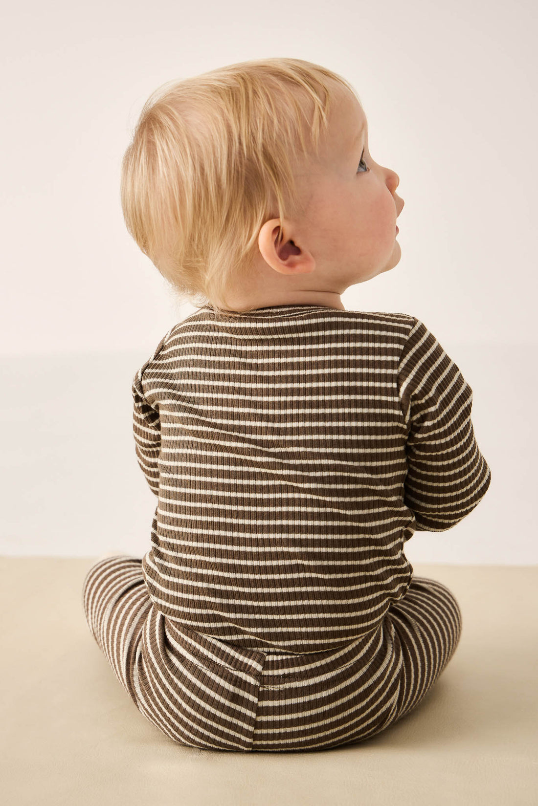 Organic Cotton Modal Long Sleeve Bodysuit - Bear/Cassava Childrens Bodysuit from Jamie Kay NZ
