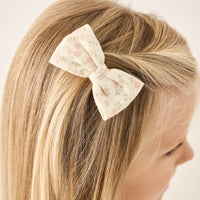 Organic Cotton Bow 2PK - Rosalie Floral Mauve Childrens Bow from Jamie Kay NZ