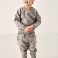 Organic Cotton Jalen Track Pant - Lenny Leopard Sage Childrens Pant from Jamie Kay NZ