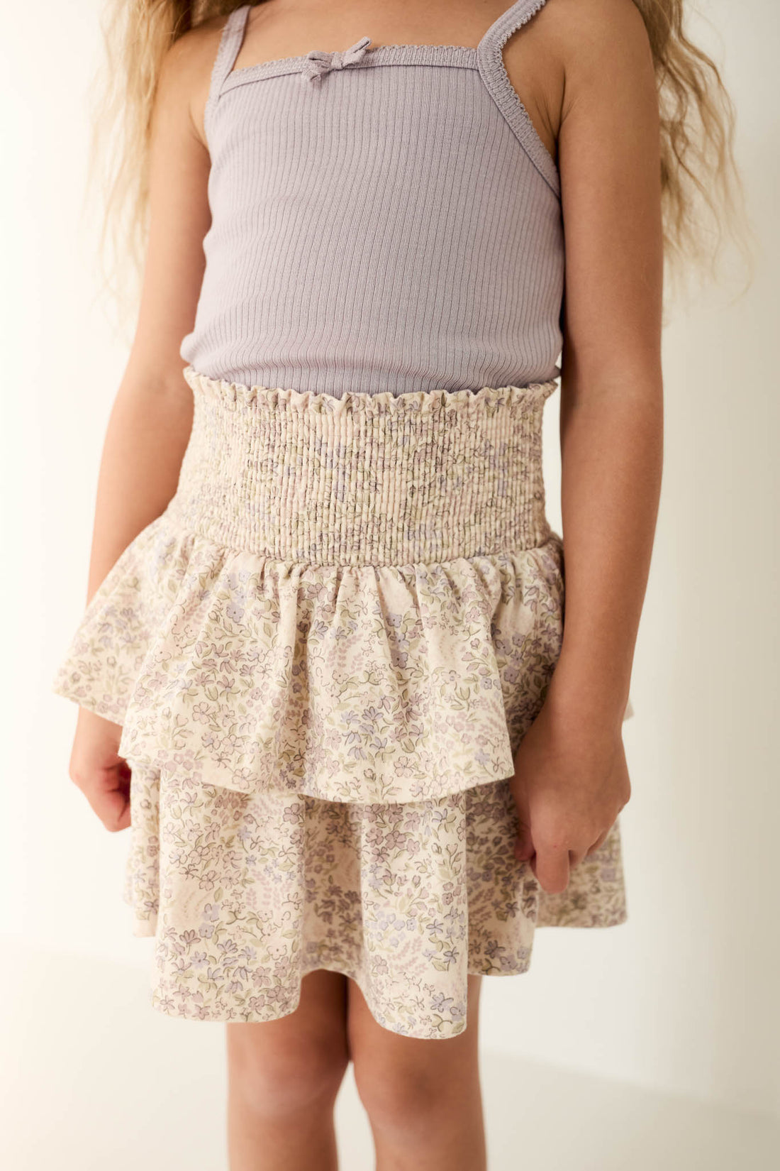 Organic Cotton Ruby Skirt - April Floral Mauve Childrens Skirt from Jamie Kay NZ