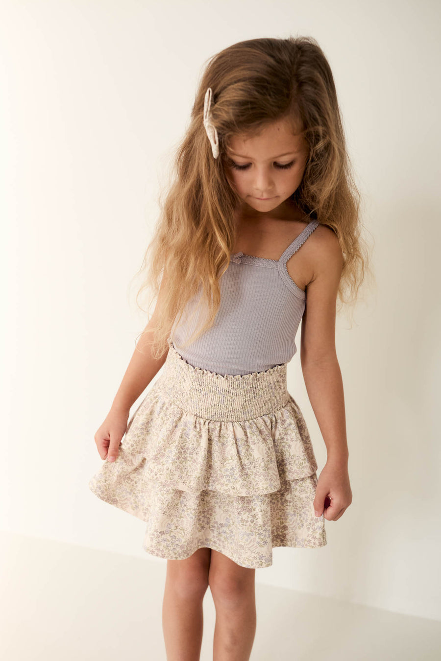 Organic Cotton Ruby Skirt - April Floral Mauve Childrens Skirt from Jamie Kay NZ