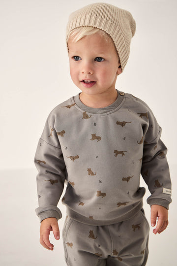 Organic Cotton Damien Sweatshirt - Lenny Leopard Sage Childrens Sweatshirt from Jamie Kay NZ
