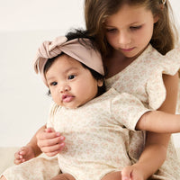 Organic Cotton Cap Sleeve Bodysuit - Rosalie Floral Mauve Childrens Bodysuit from Jamie Kay NZ