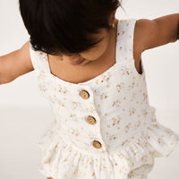 Organic Cotton Muslin Indie Top - Nina Watercolour Floral Childrens Top from Jamie Kay NZ